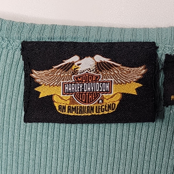 Harley Davidson Winged Logo Shirt Bling Ribbed Cotton Stretch Women's S - Picture 5 of 6